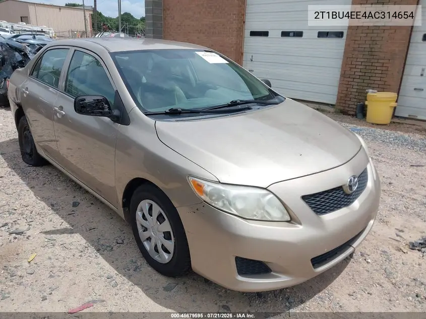 2010 Toyota Corolla VIN: 2T1BU4EE4AC314654 Lot: 45679595