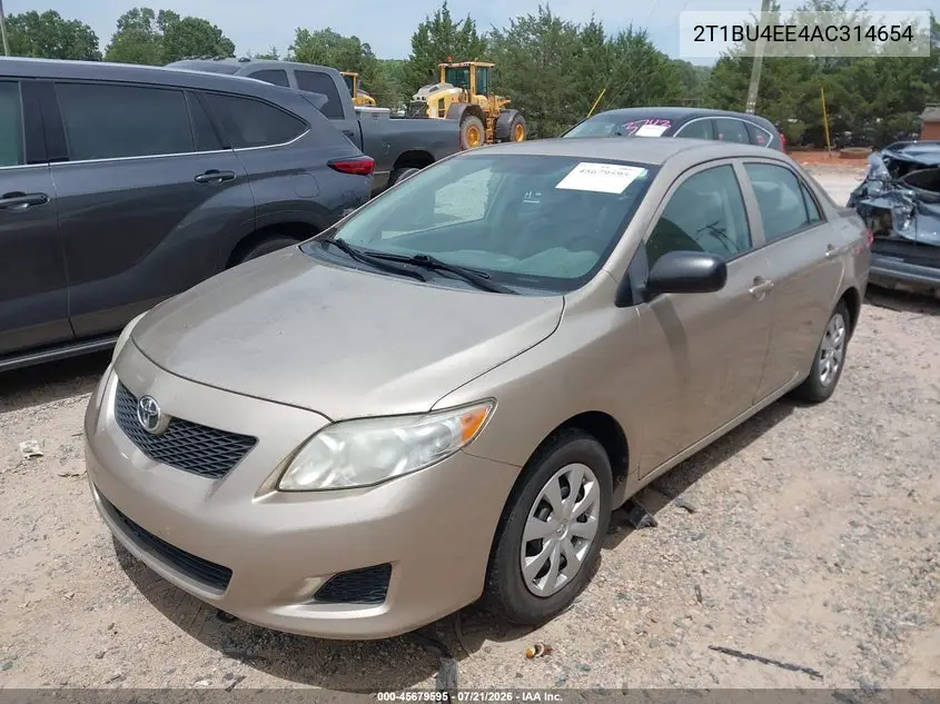 2010 Toyota Corolla VIN: 2T1BU4EE4AC314654 Lot: 45679595