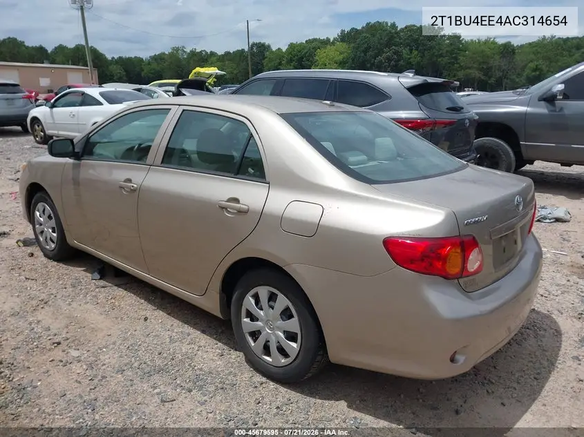 2010 Toyota Corolla VIN: 2T1BU4EE4AC314654 Lot: 45679595