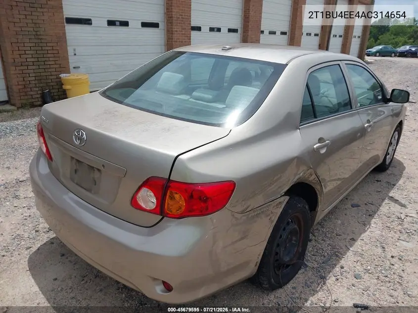 2010 Toyota Corolla VIN: 2T1BU4EE4AC314654 Lot: 45679595
