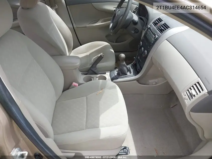 2010 Toyota Corolla VIN: 2T1BU4EE4AC314654 Lot: 45679595