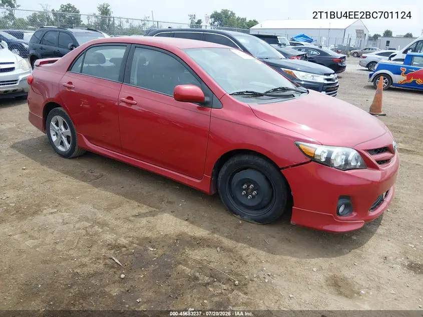 2011 Toyota Corolla S VIN: 2T1BU4EE2BC701124 Lot: 45683237