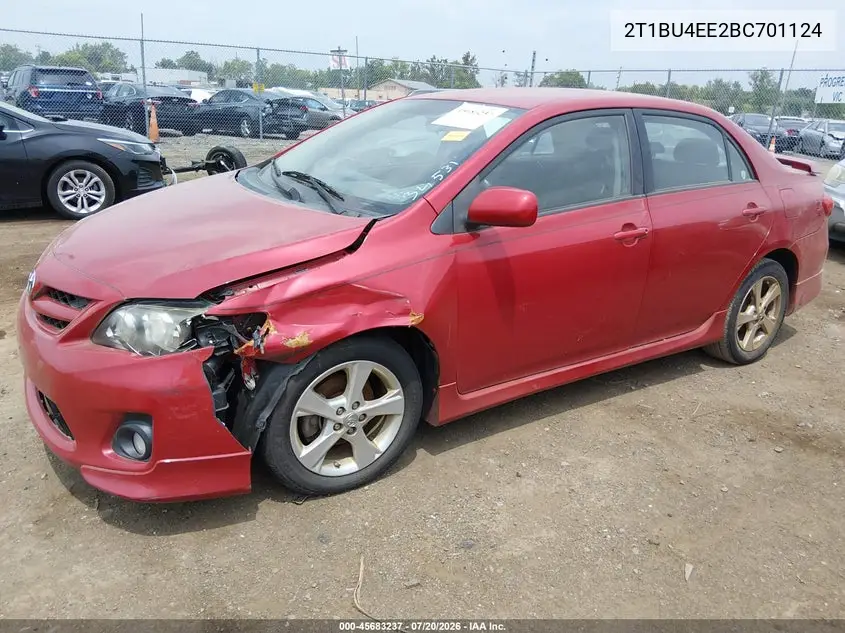2011 Toyota Corolla S VIN: 2T1BU4EE2BC701124 Lot: 45683237