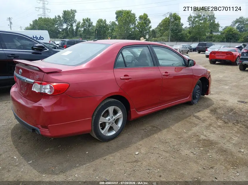 2011 Toyota Corolla S VIN: 2T1BU4EE2BC701124 Lot: 45683237