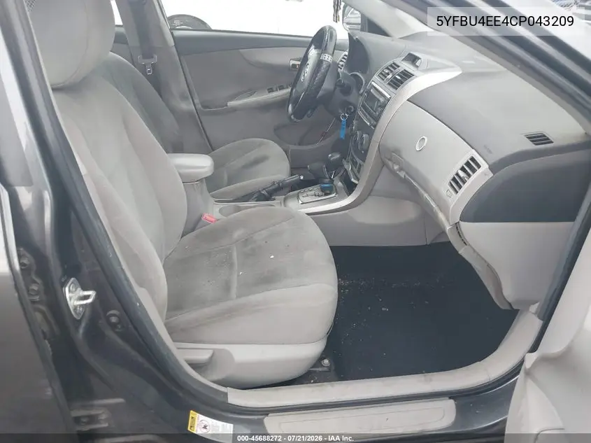 2012 Toyota Corolla Le VIN: 5YFBU4EE4CP043209 Lot: 45688272