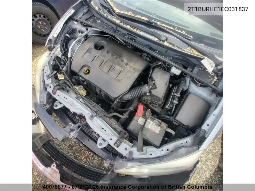 2014 Toyota Corolla L/Le/Le Pls/Prm/S/S Pls VIN: 2T1BURHE1EC031837 Lot: 40078877
