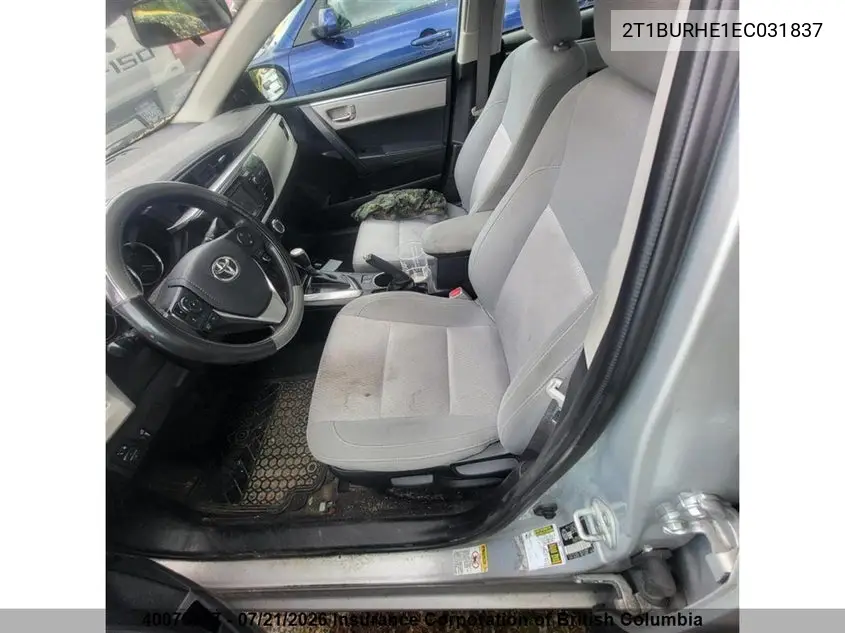 2014 Toyota Corolla L/Le/Le Pls/Prm/S/S Pls VIN: 2T1BURHE1EC031837 Lot: 40078877
