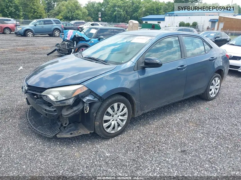 2014 Toyota Corolla Le VIN: 5YFBURHE0EP059421 Lot: 45393573