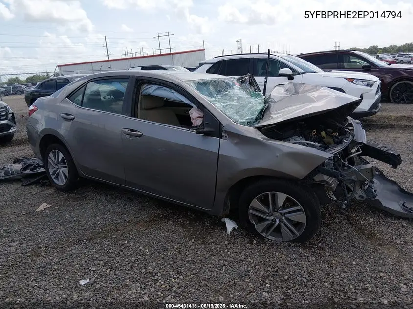 2014 Toyota Corolla Le Eco Plus VIN: 5YFBPRHE2EP014794 Lot: 45431418