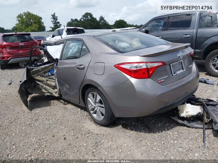 2014 Toyota Corolla Le Eco Plus VIN: 5YFBPRHE2EP014794 Lot: 45431418
