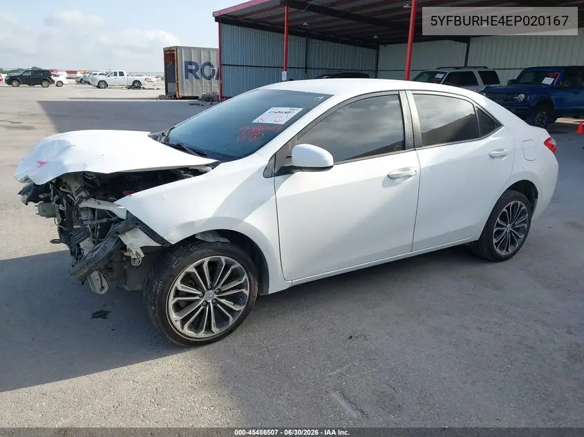 2014 Toyota Corolla Le VIN: 5YFBURHE4EP020167 Lot: 45486507