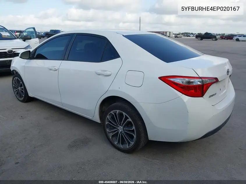 2014 Toyota Corolla Le VIN: 5YFBURHE4EP020167 Lot: 45486507