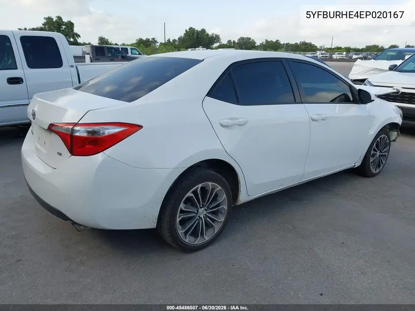 2014 Toyota Corolla Le VIN: 5YFBURHE4EP020167 Lot: 45486507