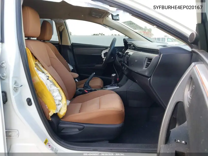 2014 Toyota Corolla Le VIN: 5YFBURHE4EP020167 Lot: 45486507