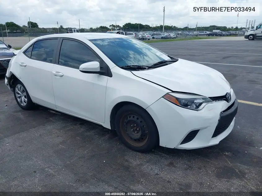 2014 Toyota Corolla Le VIN: 5YFBURHE7EP033494 Lot: 45558282