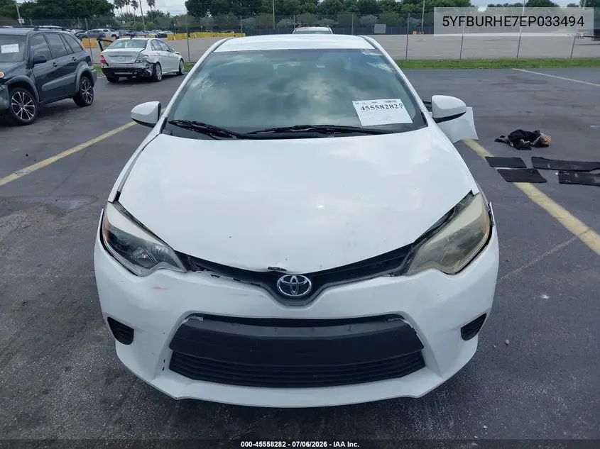 2014 Toyota Corolla Le VIN: 5YFBURHE7EP033494 Lot: 45558282