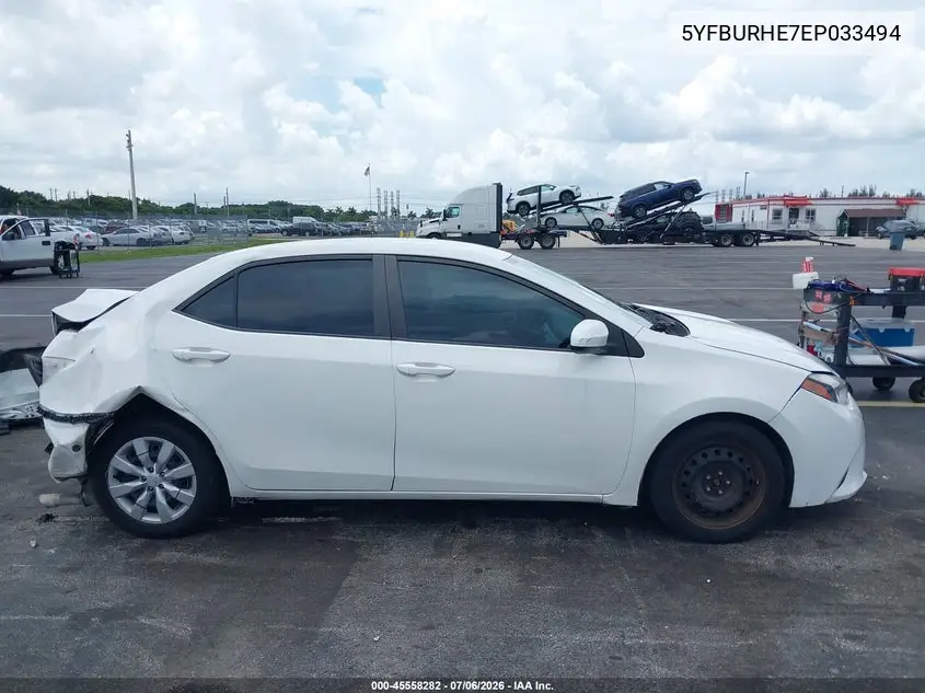 2014 Toyota Corolla Le VIN: 5YFBURHE7EP033494 Lot: 45558282