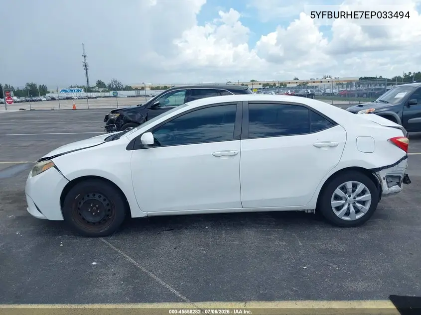 2014 Toyota Corolla Le VIN: 5YFBURHE7EP033494 Lot: 45558282