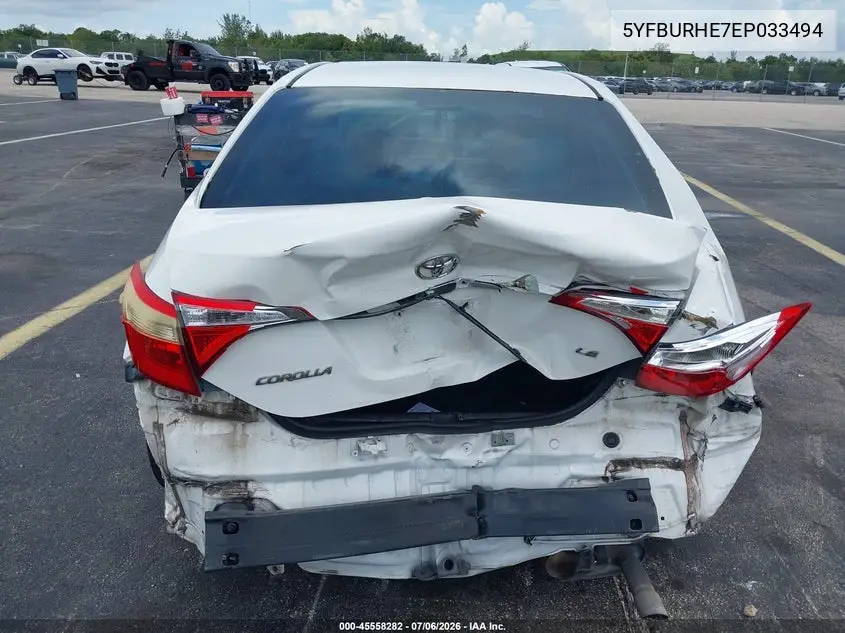 2014 Toyota Corolla Le VIN: 5YFBURHE7EP033494 Lot: 45558282