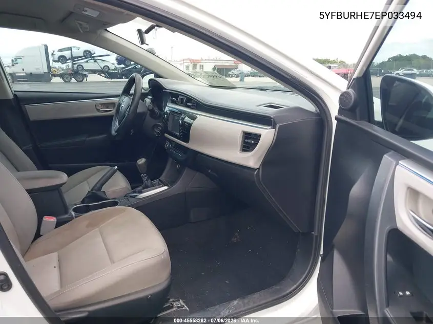 2014 Toyota Corolla Le VIN: 5YFBURHE7EP033494 Lot: 45558282