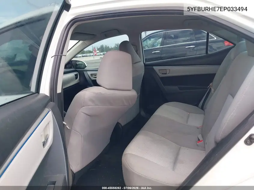 2014 Toyota Corolla Le VIN: 5YFBURHE7EP033494 Lot: 45558282