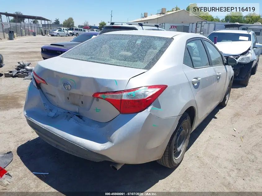 2014 Toyota Corolla L VIN: 5YFBURHE3EP116419 Lot: 45568061