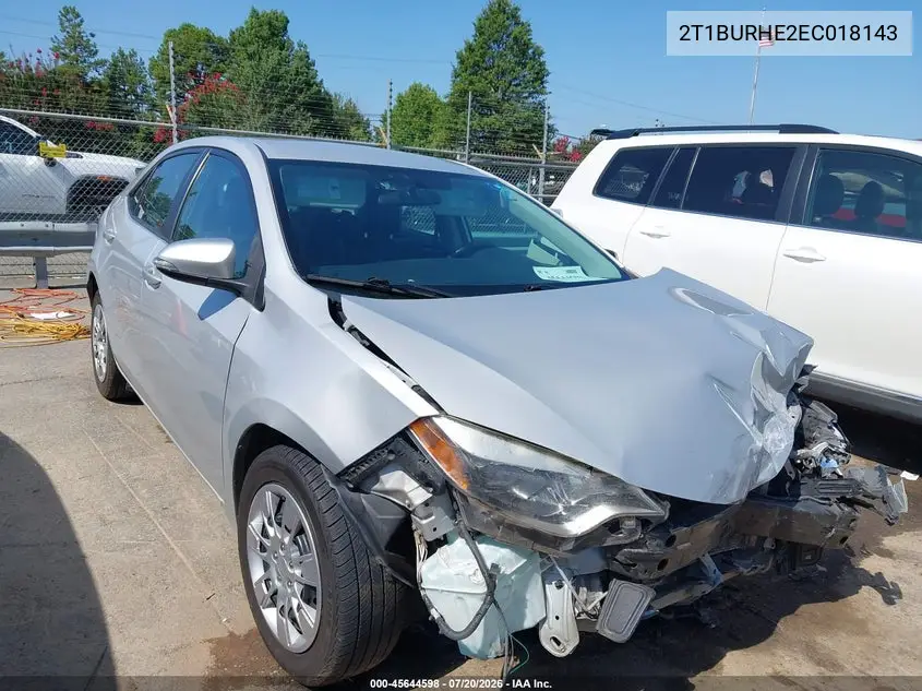 2T1BURHE2EC018143 2014 Toyota Corolla S