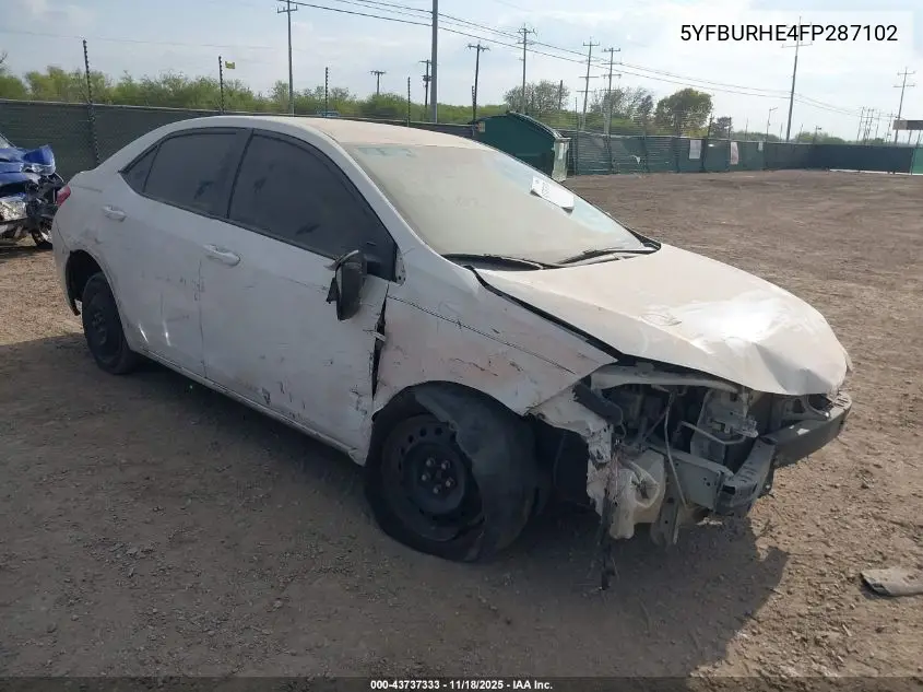 5YFBURHE4FP287102 2015 Toyota Corolla S Plus
