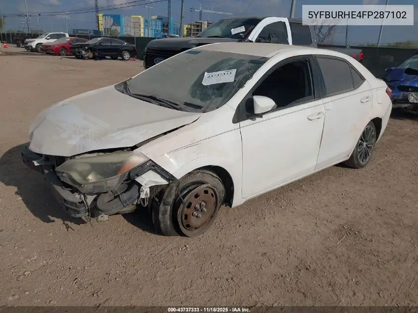 5YFBURHE4FP287102 2015 Toyota Corolla S Plus