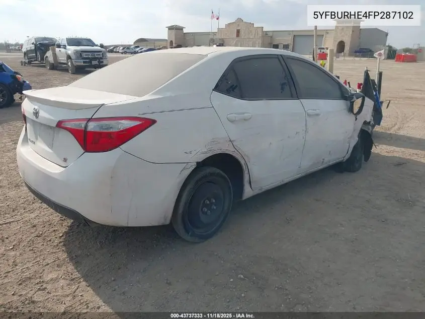 5YFBURHE4FP287102 2015 Toyota Corolla S Plus