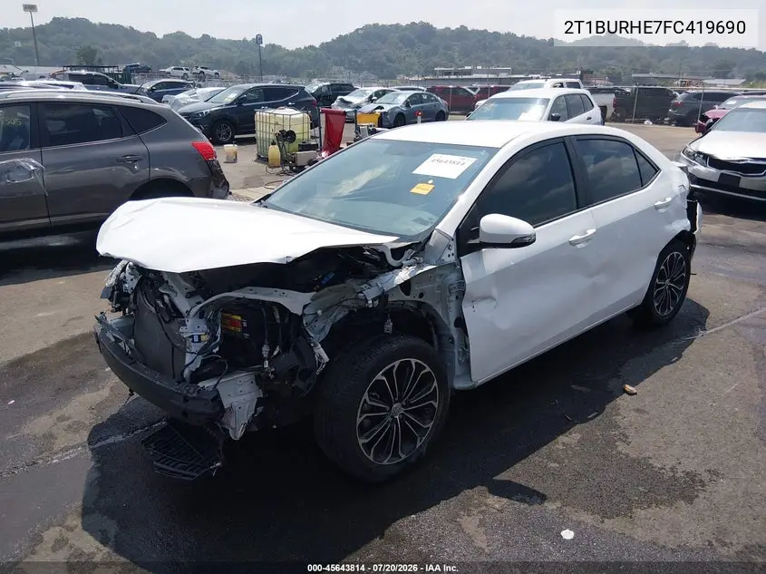 2015 Toyota Corolla S Plus VIN: 2T1BURHE7FC419690 Lot: 45643814