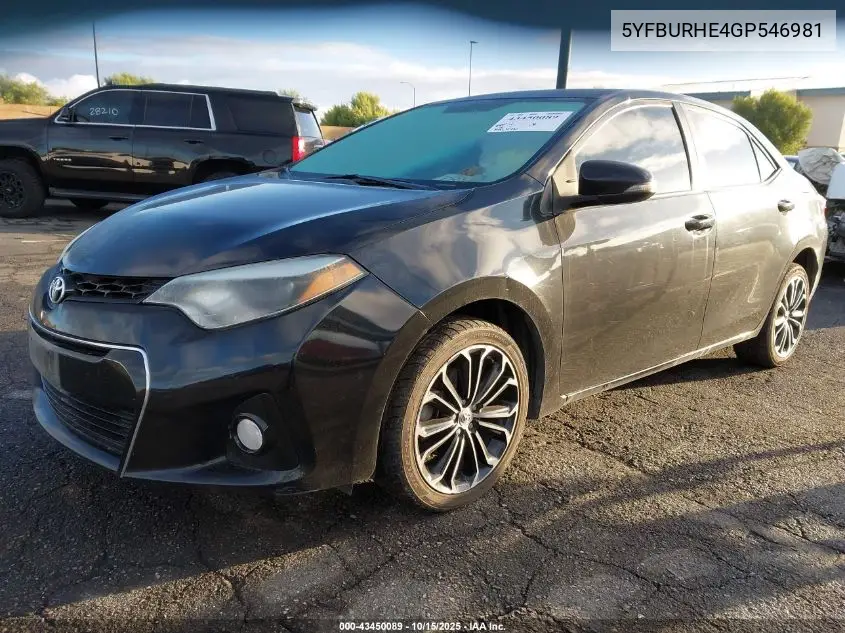 5YFBURHE4GP546981 2016 Toyota Corolla S Plus