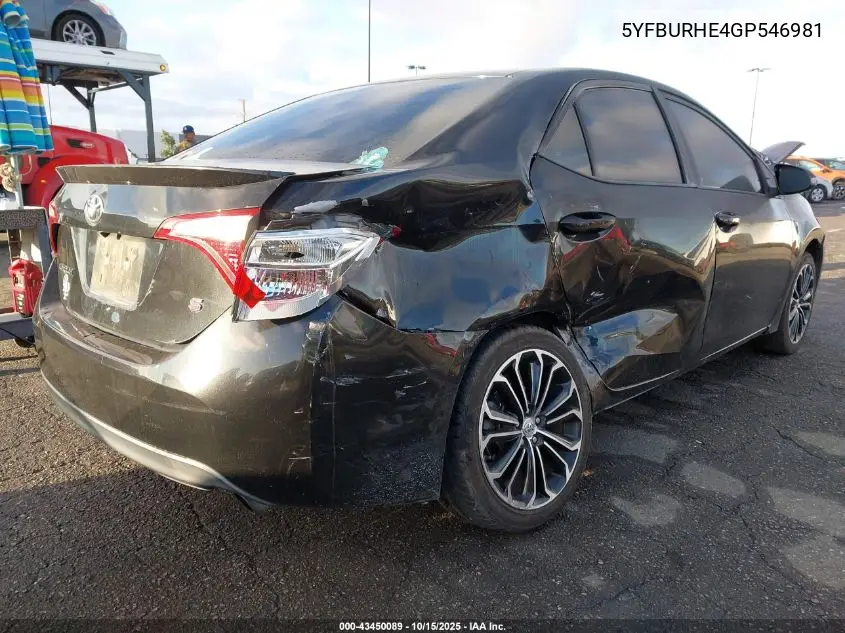5YFBURHE4GP546981 2016 Toyota Corolla S Plus