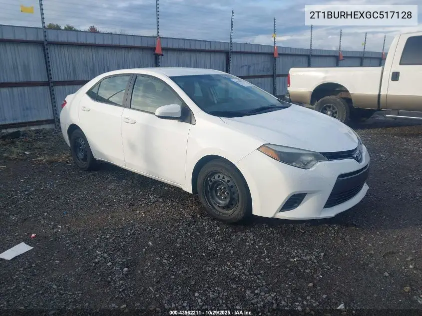 2T1BURHEXGC517128 2016 Toyota Corolla Le
