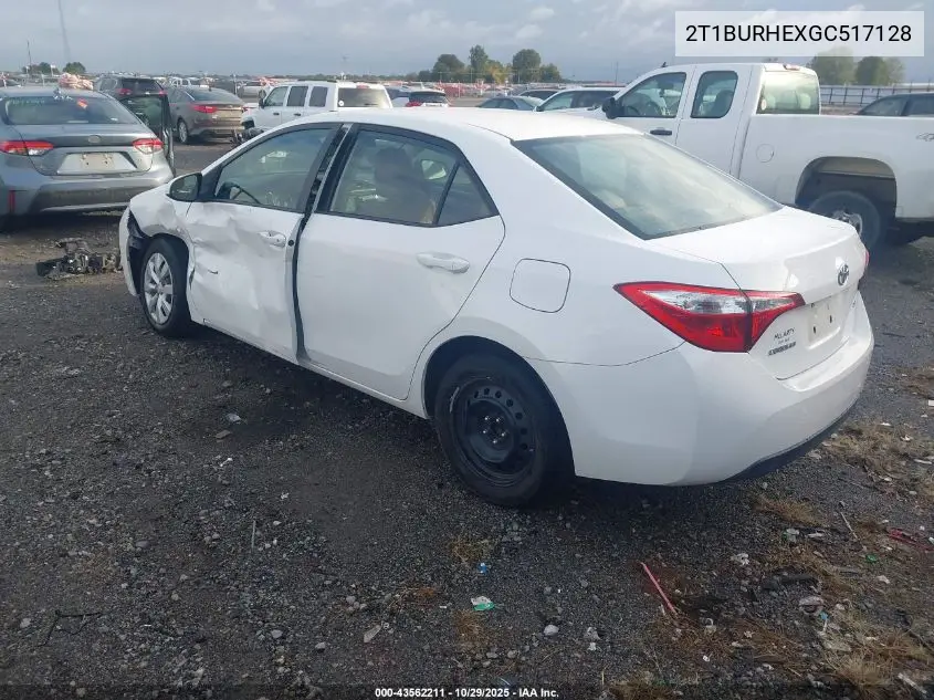 2T1BURHEXGC517128 2016 Toyota Corolla Le