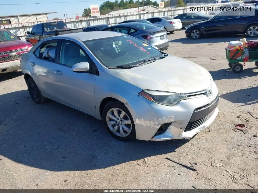 5YFBURHE5GP424324 2016 Toyota Corolla Le