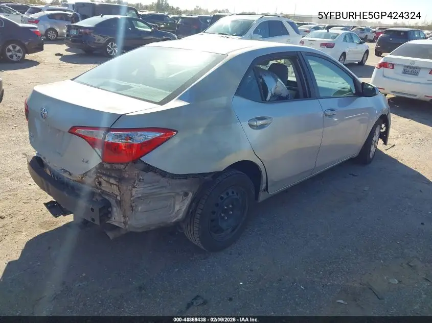 5YFBURHE5GP424324 2016 Toyota Corolla Le
