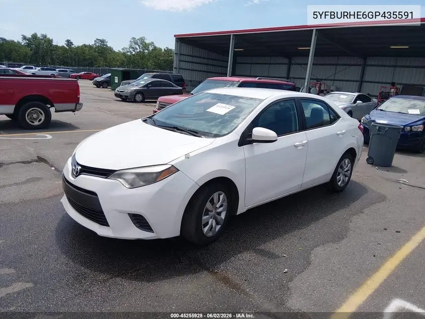 5YFBURHE6GP435591 2016 Toyota Corolla Le