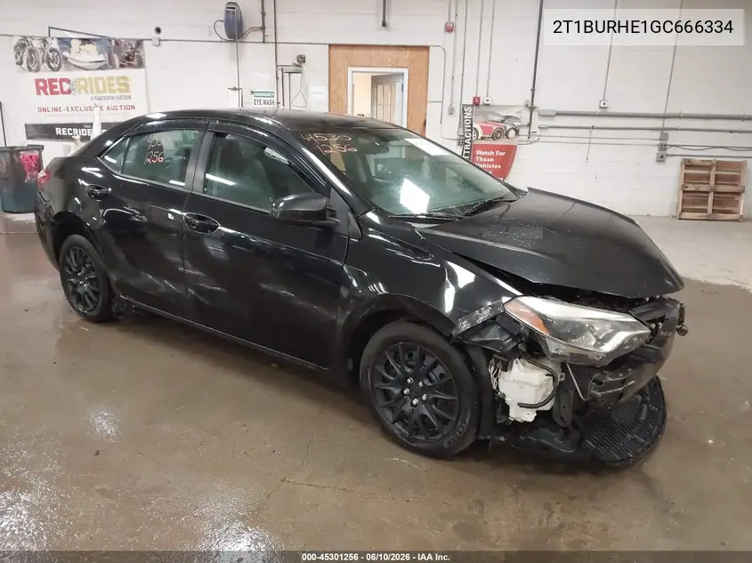 2016 Toyota Corolla Le VIN: 2T1BURHE1GC666334 Lot: 45301256