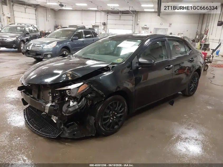 2016 Toyota Corolla Le VIN: 2T1BURHE1GC666334 Lot: 45301256