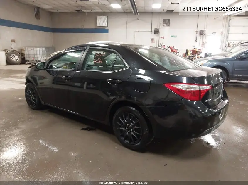 2016 Toyota Corolla Le VIN: 2T1BURHE1GC666334 Lot: 45301256
