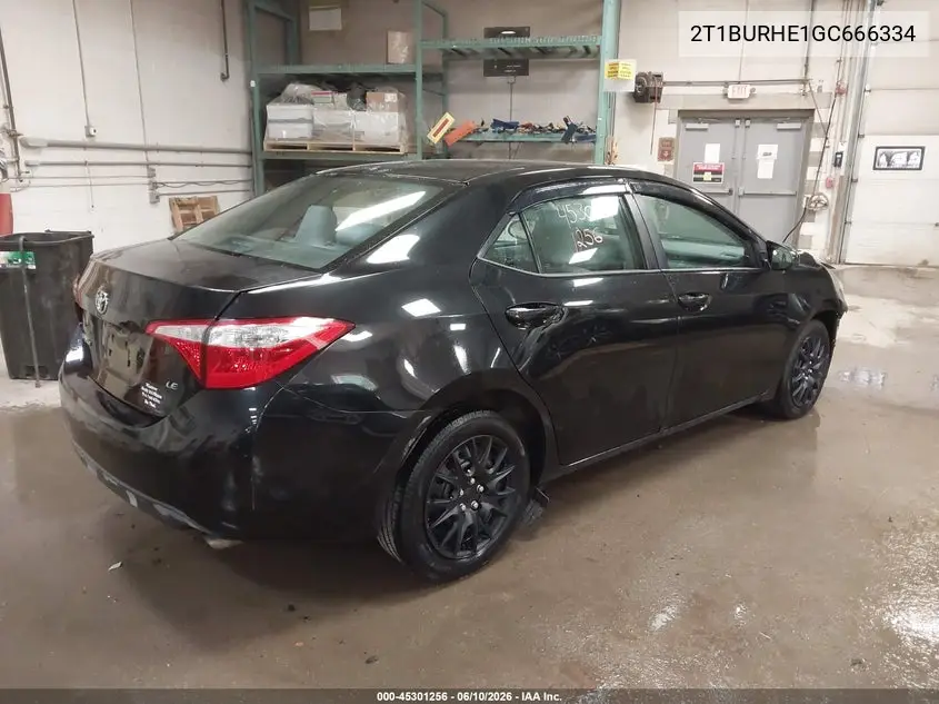 2016 Toyota Corolla Le VIN: 2T1BURHE1GC666334 Lot: 45301256