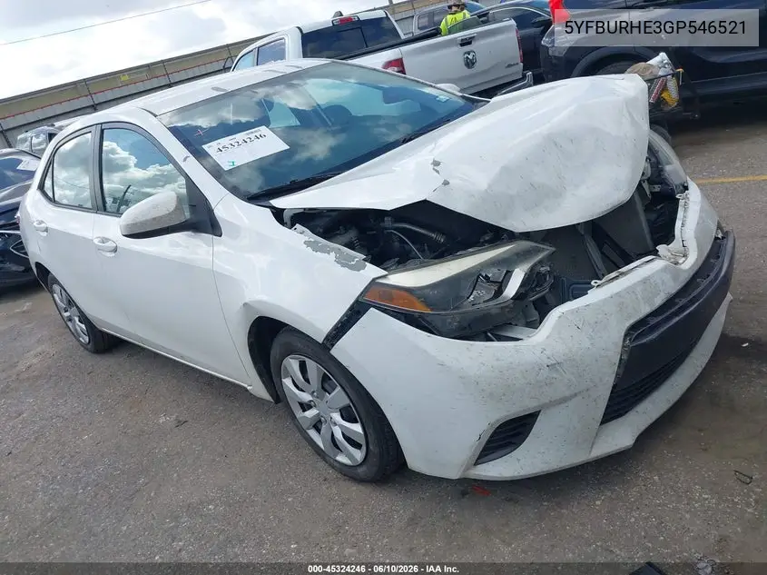 2016 Toyota Corolla Le VIN: 5YFBURHE3GP546521 Lot: 45324246