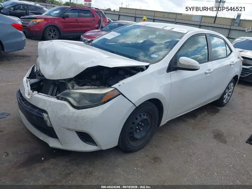 2016 Toyota Corolla Le VIN: 5YFBURHE3GP546521 Lot: 45324246