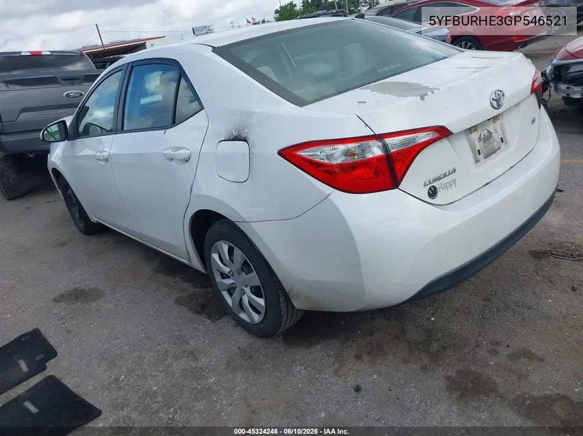 2016 Toyota Corolla Le VIN: 5YFBURHE3GP546521 Lot: 45324246