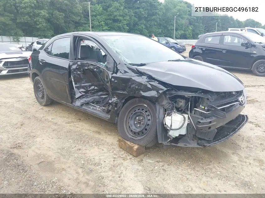 2016 Toyota Corolla Le VIN: 2T1BURHE8GC496182 Lot: 45329902