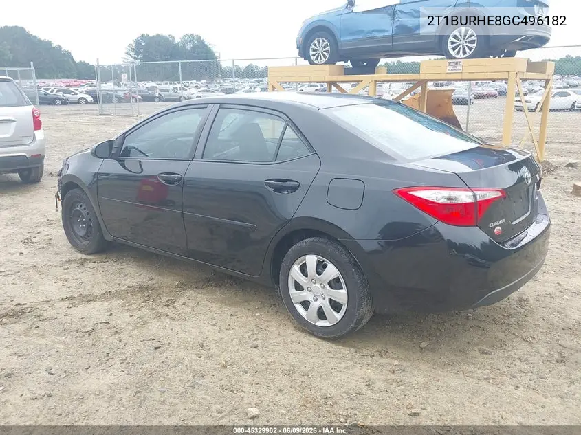 2016 Toyota Corolla Le VIN: 2T1BURHE8GC496182 Lot: 45329902