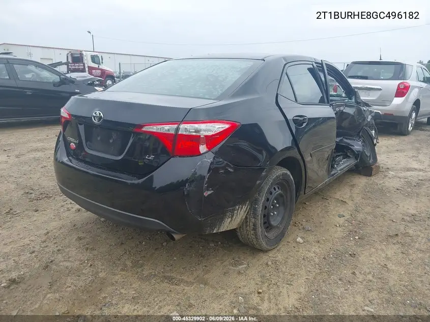 2016 Toyota Corolla Le VIN: 2T1BURHE8GC496182 Lot: 45329902