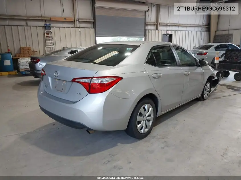2016 Toyota Corolla Le VIN: 2T1BURHE9GC696312 Lot: 45558444