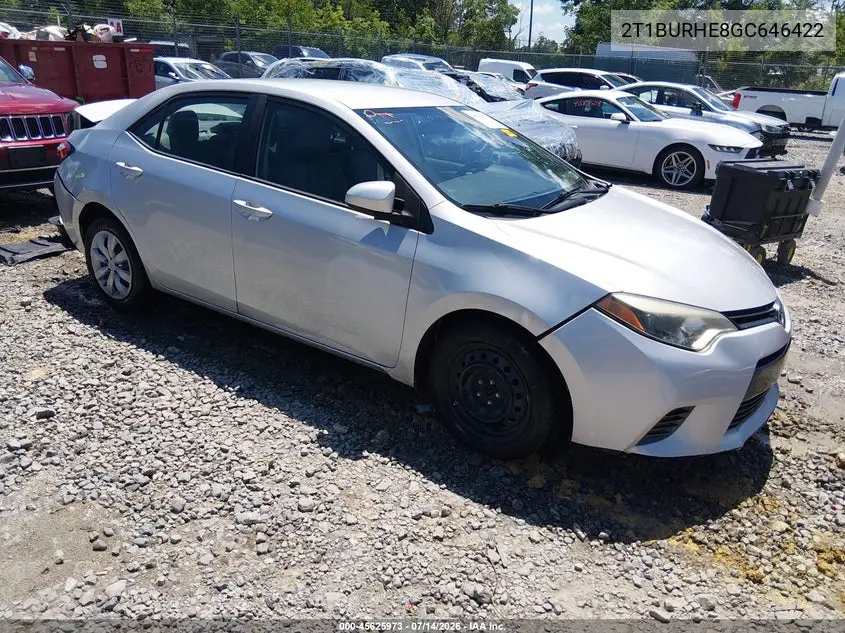 2016 Toyota Corolla Le VIN: 2T1BURHE8GC646422 Lot: 45625973